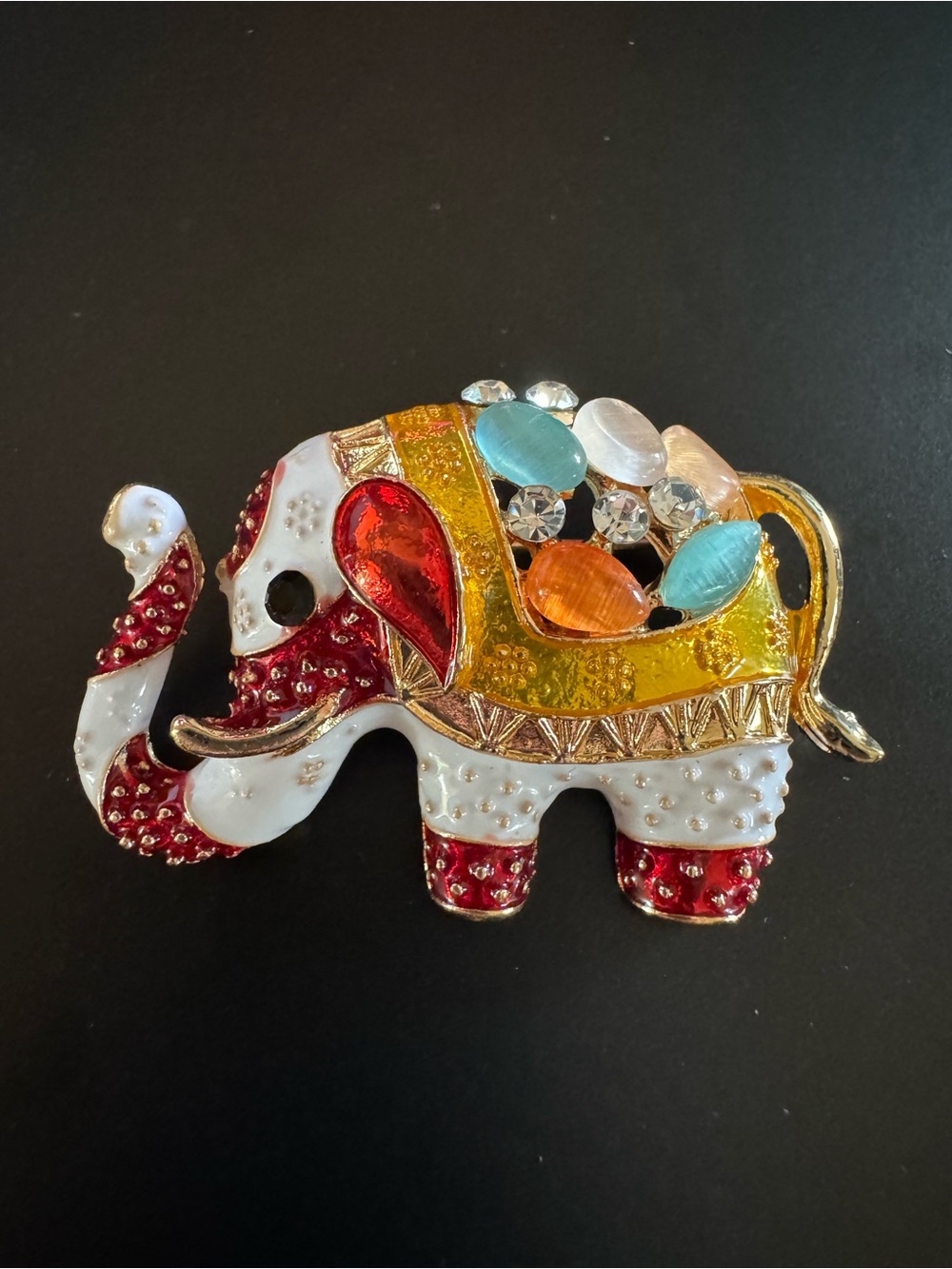 Colorful Enamel Elephant Brooch